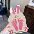 thumbnail image 6 of Easter Wooden Sign, Bunny Handprint Keepsake, Memory Board, Home Decor, Personalized Gift, 1Pcs, 10x7", Pink, 6 of 7