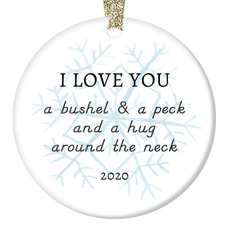 Daddy Daughter Christmas Ornament 2019 Christmas Ornament Ceramic Parents to Son Daughter Mom Dad Love Hugs & Kisses Lovely Snowflake Special Child Adopted or Stepchildren Porcelain 3