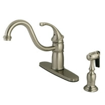 Kingston KB1578GLBS Georgian Single-Handle 2-or-4 Hole Kitchen Faucet with Brass Sprayer in Brushed Nickel
