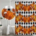 thumbnail image 5 of Fall Shower Curtain, Waterproof Shower Curtains for Bathroom, Thanksgiving Pumpkins Maple Leaf Plaid Washable Fabric Bathtub Curtain Set Bath Decor with 12 Hooks Stall 36"x72", 5 of 8