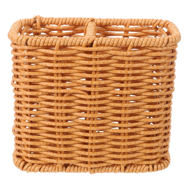 FUTUREORYY Cesta Organizadora Para Utensilios De Cocina Con Rattan Sintético Y Compartimentos