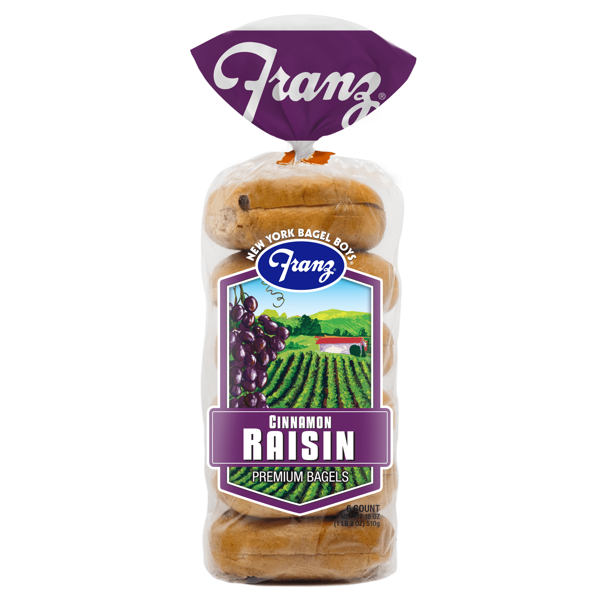 Franz Premium Raisin Cinnamon Bagels, 18 oz, 6 Count