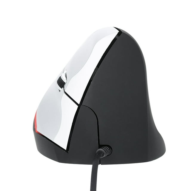 Ratón ergonómico vertical con cable, diseño de agarre cómodo para muñeca, ideal para juegos, color negro, 3 botones, sensor óptico, material ABS, tamaño compacto, conexión alámbrica, liviano y fácil