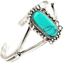 Zhuge Bangle Adjustable Vintage Silver Plated Turquoise Alloy Bracelet For Women