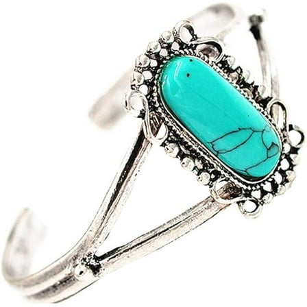 Zhuge Bangle Adjustable Vintage Silver Plated Turquoise Alloy Bracelet For Women
