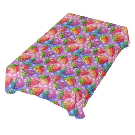 

JSTEL Rainbow Strawberry Polka Dots Table Cloth Rectangle 60 x 108 Inch Tablecloth Anti Wrinkle Table Cover for Dining Kitchen Parties