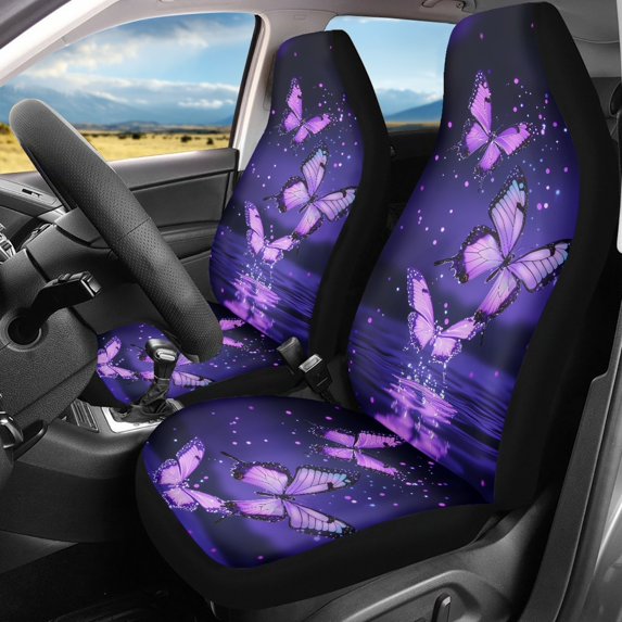 POLERO Butterflies Vehicle Seat Covers for Auto Trucks, Set of 2 Durable Front Seat Cover Breathable Elastic Car Front Seat Covers