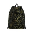 thumbnail image 2 of Honeii Gold Gloss Outline Floral Print Canvas College Laptop Backpack, Durable Rucksack Travel Notebook Bag School Backpack Book Bag for Men Women-Small, 2 of 7