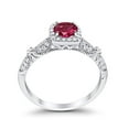 thumbnail image 4 of Halo Round Engagement Ring Ruby CZ 925 Sterling Silver Size 4, 4 of 7