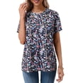 thumbnail image 2 of UVN Blouses for Women Summer Pleated Shirts Dressy Casual Short Sleeve Tunic Tops, 2 of 5