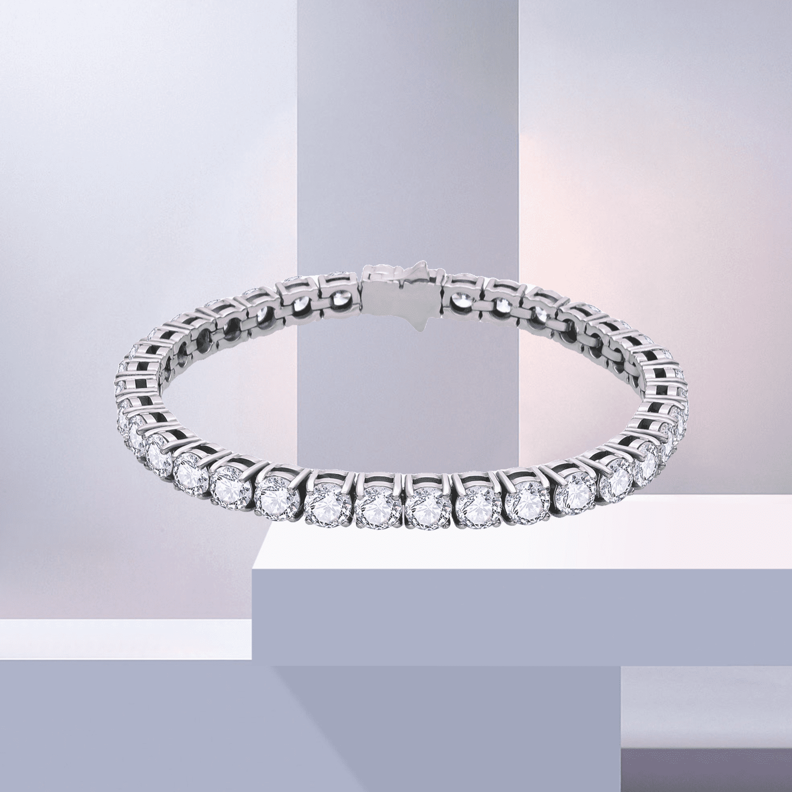 Stainless Steel Heart Tennis Bracelet for Women,Round Cubic Zirconia Classic Tennis Bracelet for Men Silver Solid Chunky Chain Cuff Wristband with Size 7-8 Inch 5mm CZ