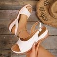 thumbnail image 4 of HTHLVMD Lightweight Open Toe Sandals, Non-Slip Daily Wedge Footwear, Adjustable Slingback Wedge Sandals for Women, Women's Comfy Flat Orthotic Sandals, Summer Platform Slip On Casual Sandal, Beige 6, 4 of 9