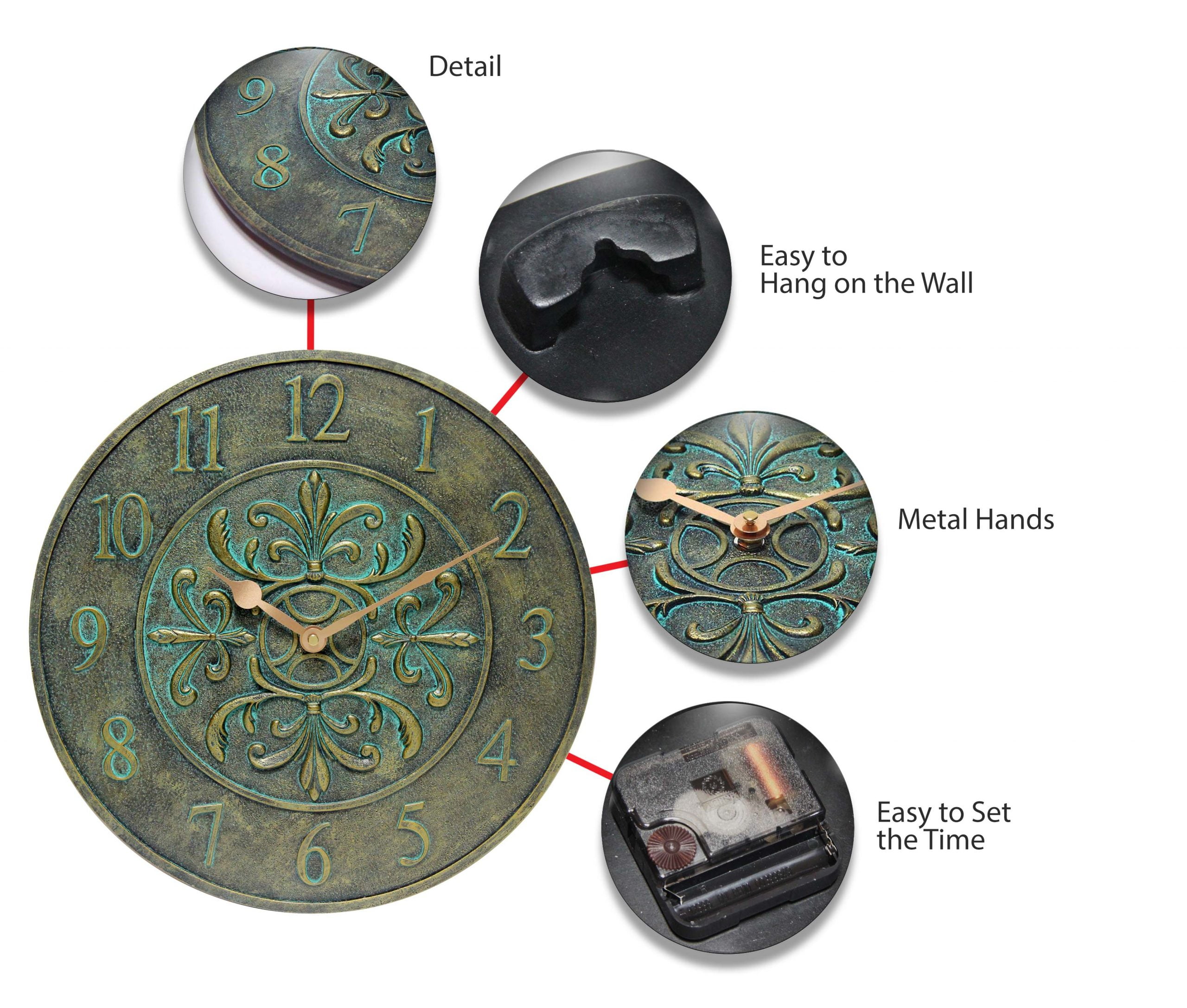 Infinity Instruments Blanc Fleur Aged Bronze Outdoor 15-inch Analog Wall Clock