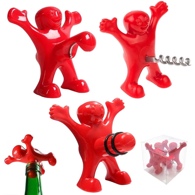 Juego de herramientas para cerveza y vino: divertido abridor de botellas, tapón elegante, caja de regalo única Felicidad sin esfuerzo