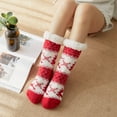 thumbnail image 5 of Xfvqtps Christmas Slipper Socks for Women with Grippers Thick Slipper Non Slip Home Fuzzy Warm Winter Fluffy Socks Red, 5 of 9