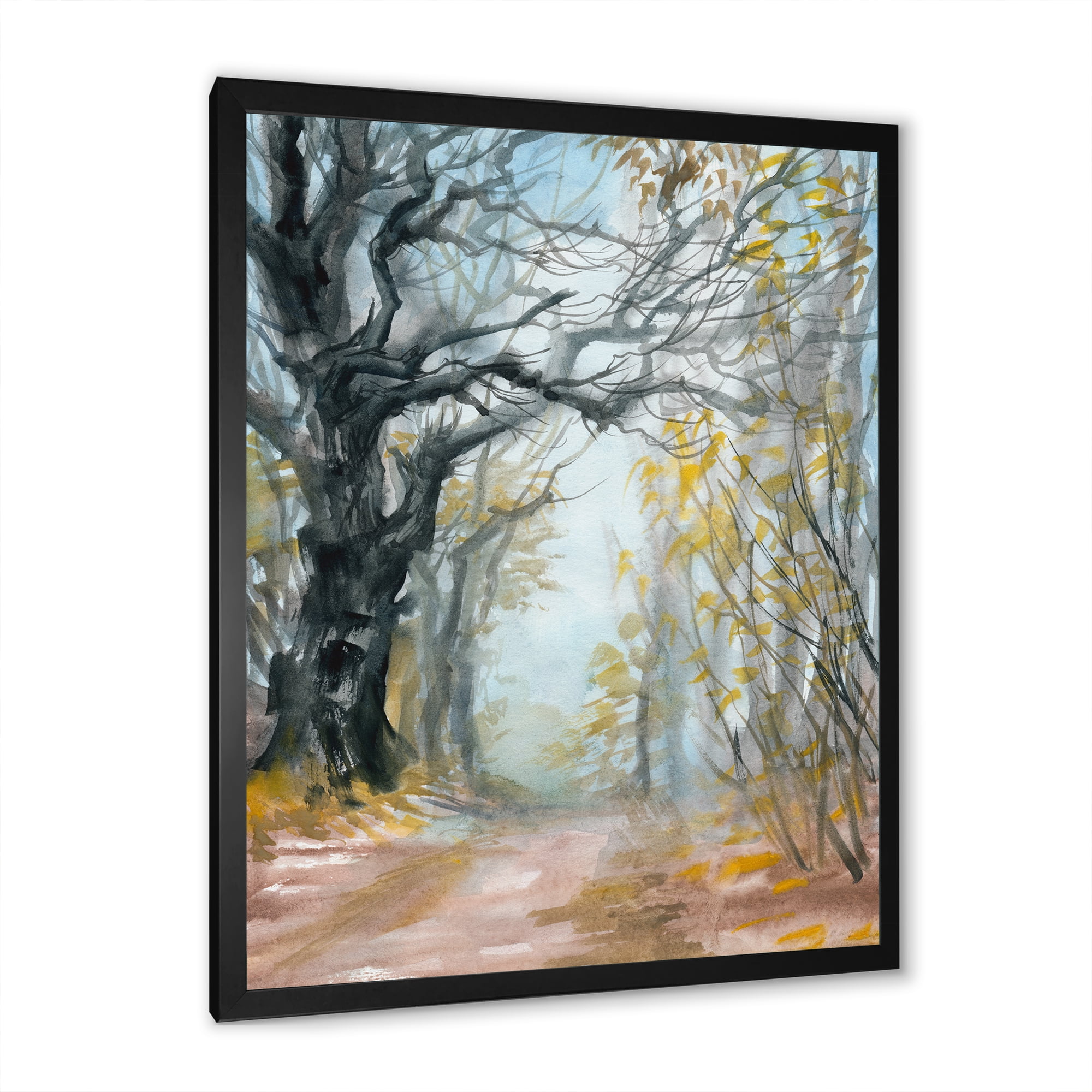 Designart 'Autumn in Misty Forest' Lake House Framed Art Print
