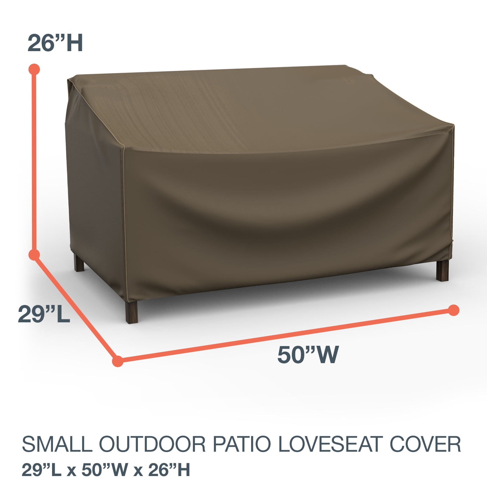 Budge Small Black and Tan Patio Loveseat Cover, StormBlock™ Hillside