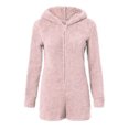 thumbnail image 3 of Jumpingount Pijama de felpa para mujer y niña, traje con capucha y orejas de oso, mono con capucha y orejas de oso, ropa de dormir Prendas para la parte inferior del cuerpo Rosado 5XL Jumpingount FS10114-08, 3 of 6