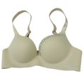 thumbnail image 3 of Sujetador sin costuras para mujer, ropa interior inalámbrica con letras, copa fina, sujetador Hacer subir para niñas, beige, 34 / 75AB Jumpingount AP001148-06B, 3 of 7