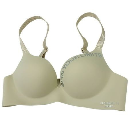 

Elenxs Women Seamless Bra Wireless Underwear Letters Thin Cup Push up Bra