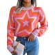 thumbnail image 3 of TRKIYQC, suéter salvaje a la moda para mujer, patrón de estrellas de Color en contraste, cuello redondo, Tops de punto de manga larga, jerséis informales de Otoño Invierno TRKIYQC moda, 3 of 7