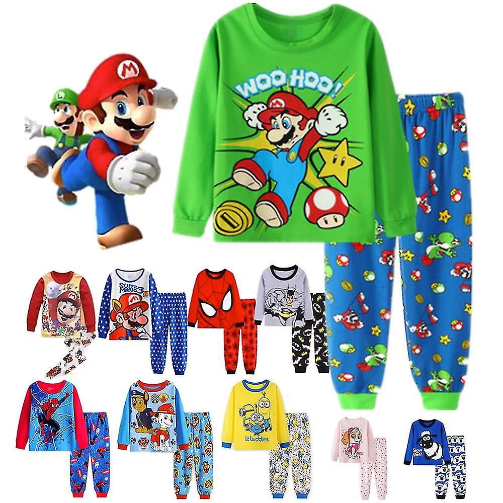 Kids Boys Girls Super Mario Pyjamas Long Sleeve T shirt Shorts Set Age 1 7 Yearssiniker Walmart