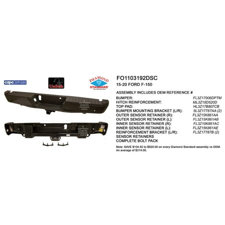 REAR STEP BUMPER ASSEMBLY; PAINT TO MATCH; WITH PARK ASSIST SENSOR HOLES; WITH MAX TOW; INCLUDES BOTH ENDS/MAX TOW HITCH/BOTH OUTER