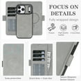 thumbnail image 4 of TECH CIRCLE For iPhone 17 Air Magnetic PU Leather Case with Detachable Wallet Back Cover, Shock-Absorbent Protective, Anti-Scratch, Card & Cash Slots, Wireless Charging Compatible,Gray, 4 of 9