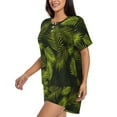 thumbnail image 2 of Fotbe Tropical Palm Leaves Fern Leaf Print Pajama Set for Women 2 Piece Loungewear Short Sleeve Tops and Shorts Set Soft Sleepwear-X-Large, 2 of 7