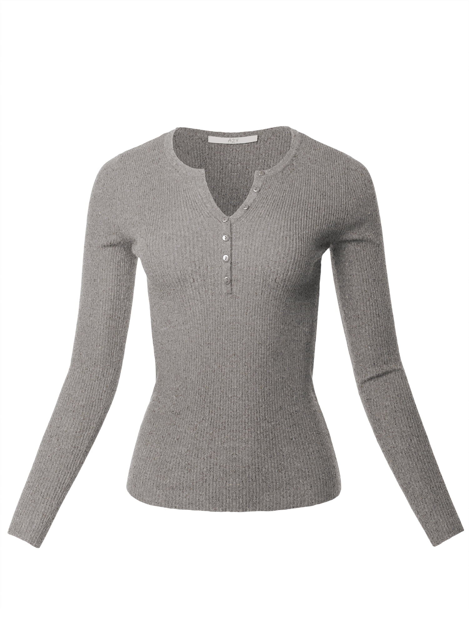 Charter Club Women's Solid Three Button Henley Sweater 