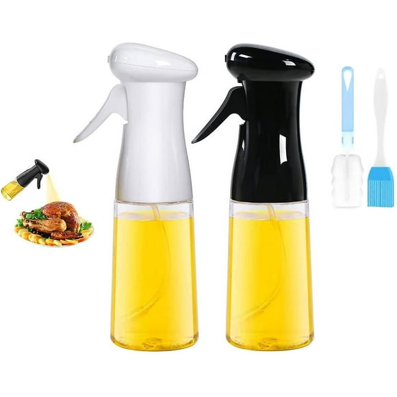 2 Pack Olive Oil Sprayer, Oil Spray For Cooking, Bbq Cooking Spray Bottle, 7 Oz / 210 Ml Oil Sprayer Bottlewith Brush(black+white)