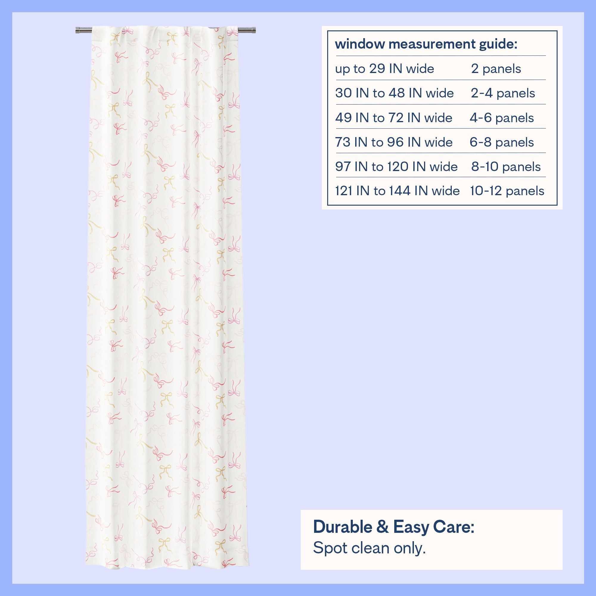 Mainstays Kids Pink and Yellow Ribbon Printed Blackout Rod Pocket with Back Tabs Single Curtain Panel, Set of 1, 38" W x 95" L