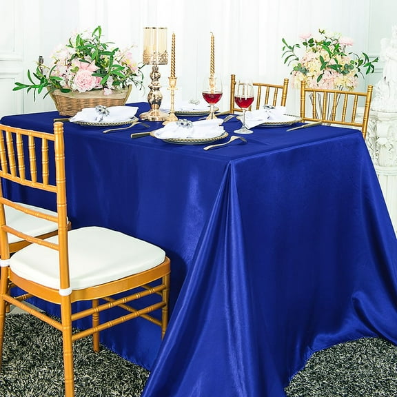 Wedding Linens Inc. 72" x 120" Satin Rectangular Table Cover Tablecloth - Royal Blue