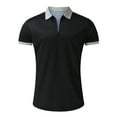 thumbnail image 4 of Sngxgn Men's Classic Fit Short Sleeve Solid Soft Cotton Polo Shirt(Black,XXL), 4 of 5