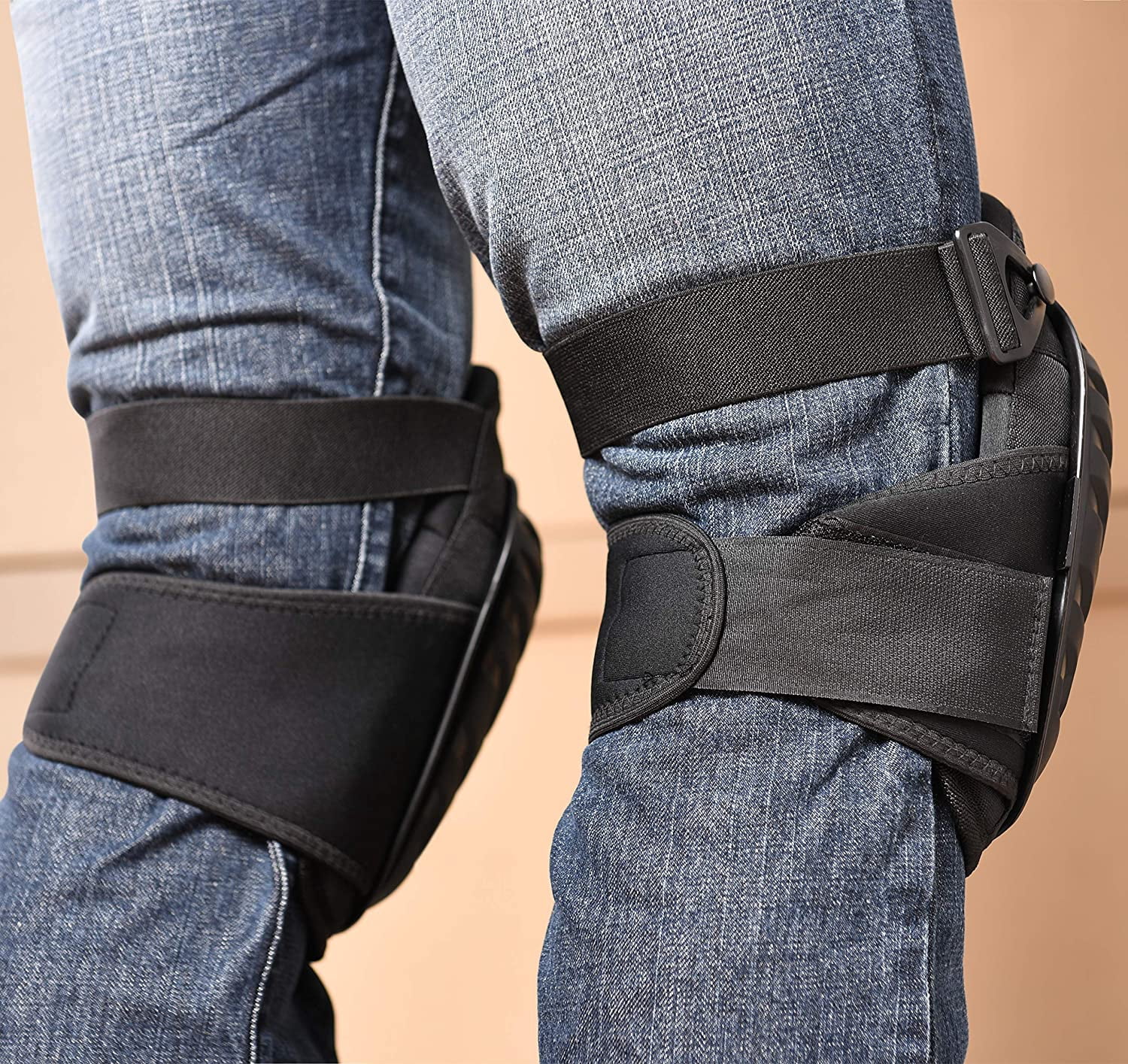 Professional Knee Pads for Work - Heavy Duty Foam Padding Gel Construction Knee Pads with Strong Double Straps – Comfortable Knee Protection for Indoor and Outdoor Use (Knee High)