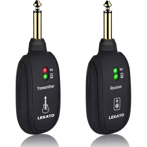LEKATO A8 Wireless Guitar System Built-in Rechargeable 4 Channels Wireless Guitar Transmitter Receiver for Electric Guitar Bass Violin
