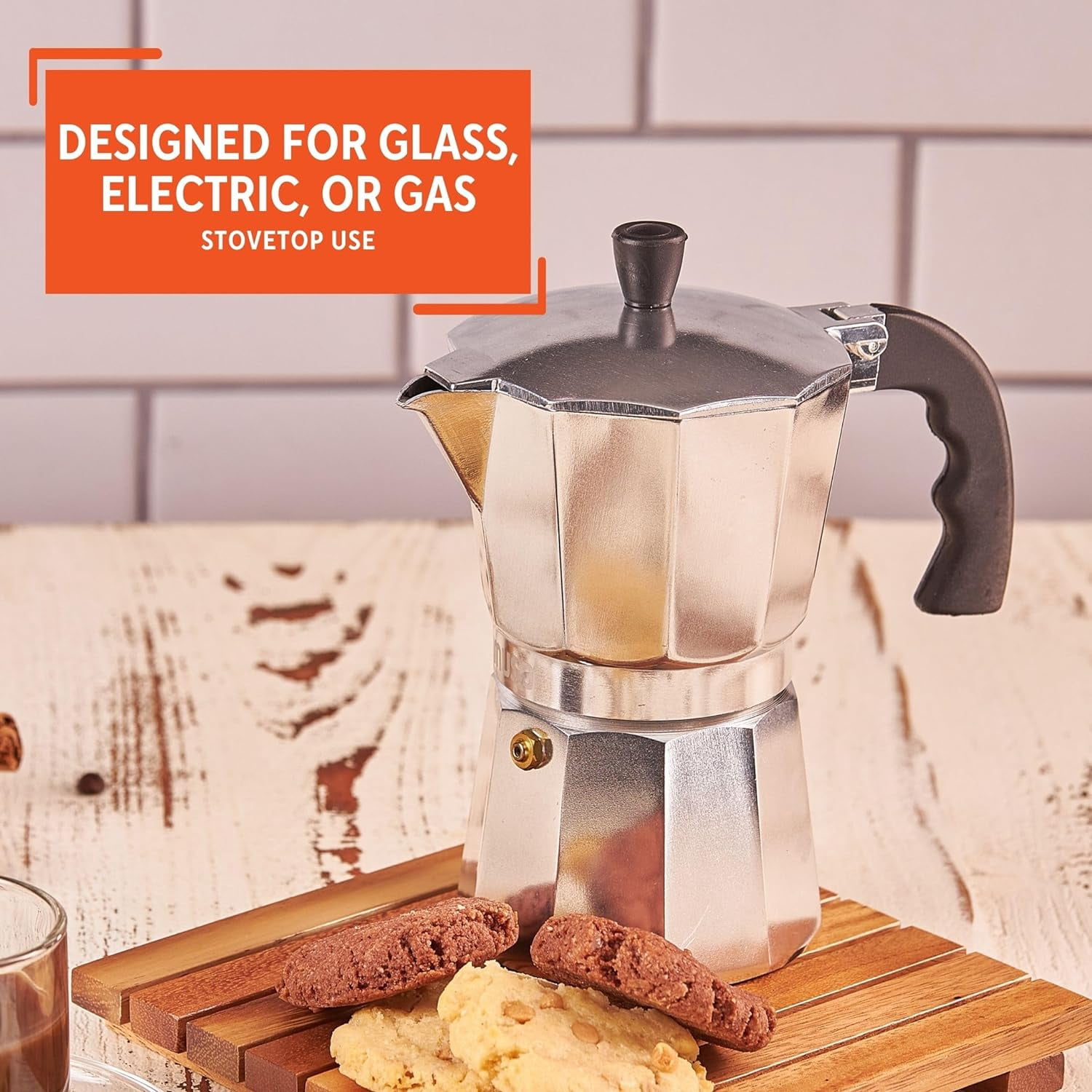 Iconic Stovetop Espresso and Coffee Maker that makes Real Italian Coffee, Moka Pot 3 Cups (4.3 Oz - 130 Ml), Aluminium
