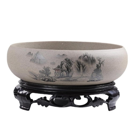 Lotus Bowl Planter 6.7'' Ceramic Water Plant Pot Sacred Bonsai Bowl Lotus Flower Shallow Glazed Vase for Lotus Seeds Bonsai Succulents Hydroponic Plants Bonsai Bowl for Office Garden Indoor Outdoor