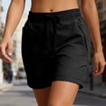 thumbnail image 6 of KyCheLot Shorts for Women Solid Color Drawstring Elastic Waist Shorts with Zipper Pockets Summer Rolled Hem Outfits, 6 of 9