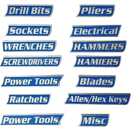 Toolbox Drawer Tags 3D Magnetic Tool Box Labels 12 Pieces Reusable Toolbox Organization Stickers Strong Embedded Magnet Easy to Read Printing for Quick Identifying Tool Box Drawers