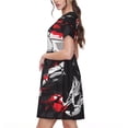 thumbnail image 2 of Balery Fierce Red Viper Graphic Art Vestidos sueltos de manga corta para mujer, vestidos de verano 2025, vestidos casuales de corte A con vuelo., 2 of 6