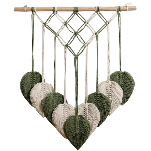 Wall Hanging Decor Leaves Tapestry Boho Wall Decor Woven Feather Handmade Yarn Tassels Woven Wall Art Decorations for Nursery, Bedroom, Living Room Home Backdrop