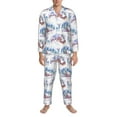 thumbnail image 3 of Naloa Snowy Cottage Holiday Scene Men’s Pajamas Set - Long Sleeve Button Down Sleep Shirt and Pajama Bottoms Sleepwear Set-Large, 3 of 7