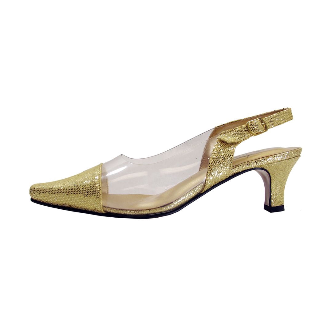 FLORAL Zora Women Wide Width Evening Dress Slingback Shoes GOLD 5