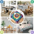 thumbnail image 4 of Colorful Tie Dye Mandala Pattern Square Tablecloth,Waterproof Square Table Cover,Wipeable Spillproof Washable Table Cover for Home Kitchen Party Decor 60"x60"(152x152cm), 4 of 6