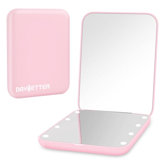 DAYBETTER Pocket Mirror,Magnification LED Compact Travel Makeup Mirror with Light for Purse