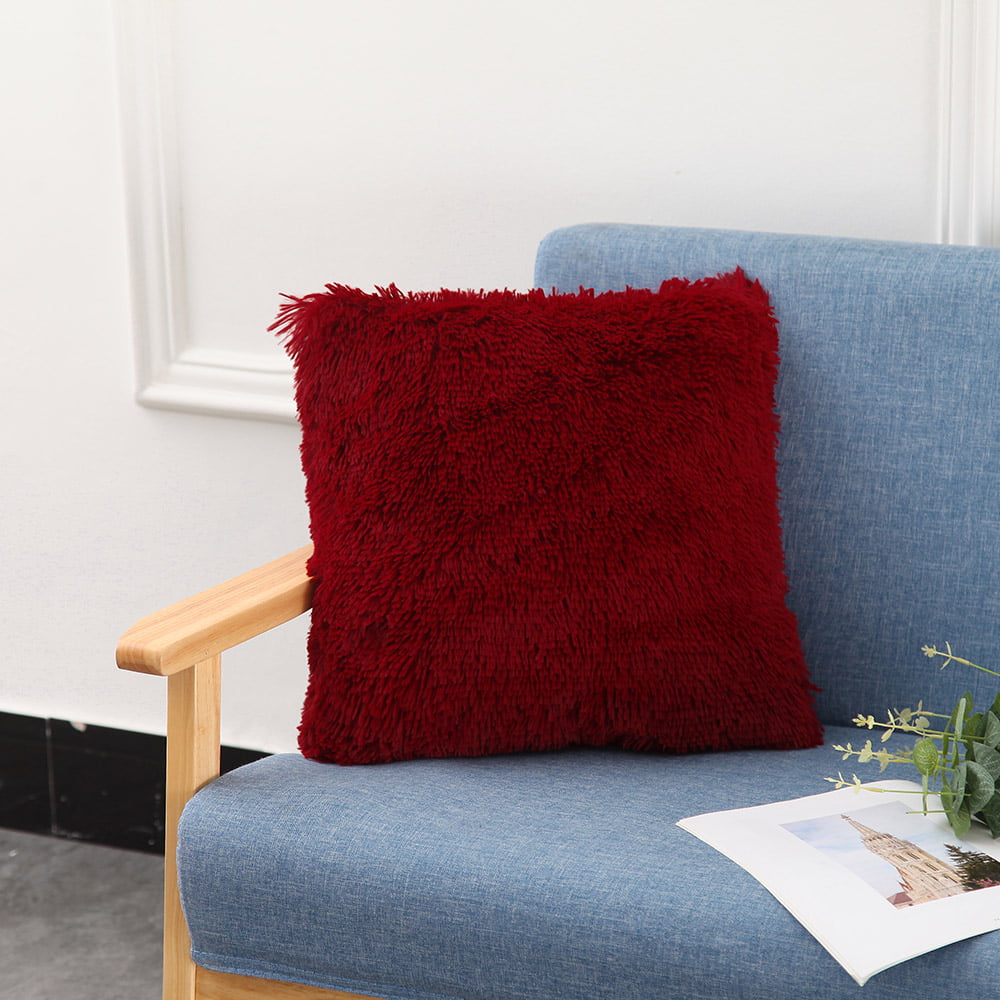 Fluffy Fur Plush Pillow Case Shaggy Home Sofa Chair Decor Cushion Cover Throw US