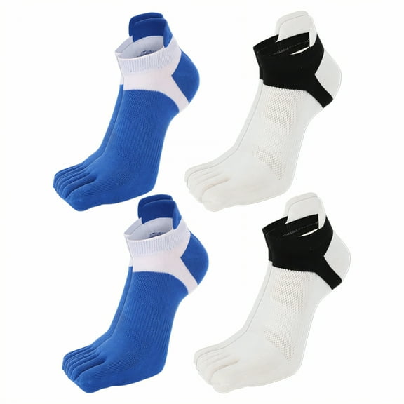 TELOLY 4Pairs Toe Socks,Thin Ankle Style Short Socks for Women,Summer Lightweight Mens No Show Socks,Combination1