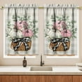 thumbnail image 3 of Fall Thanksgiving Pumpkin Kitchen Curtains Valances and Tiers 3 Piece Set,Eucalyptus Buffalo Plaid Rod Pocket Kitchen Curtain over Sink Window,Farmhouse Cafe Curtains for Autumn Decor 36 Inch (Pink), 3 of 6