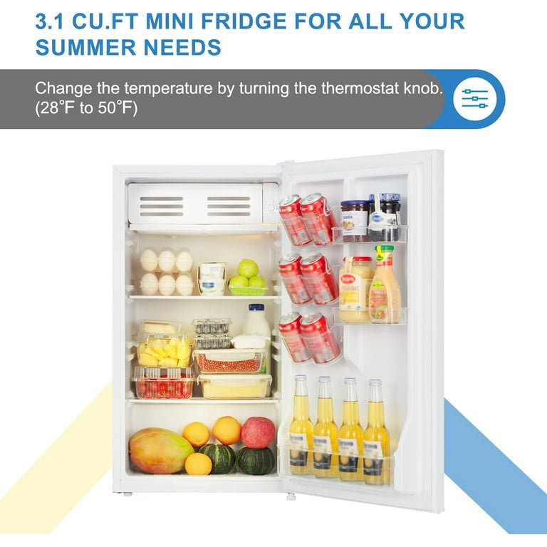 Frestec 3.1 CU' Mini Refrigerator, Compact Refrigerator, Small Refrigerator  with Freezer, White (FR 310 WH),  price tracker / tracking,   price history charts,  price watches,  price drop alerts
